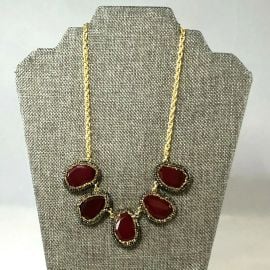 Stunning Talbots Statement Necklace Deep Red Stones at eBay
